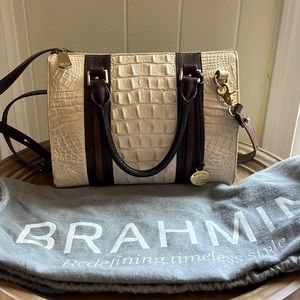 Brahmin leather tan and beige bag